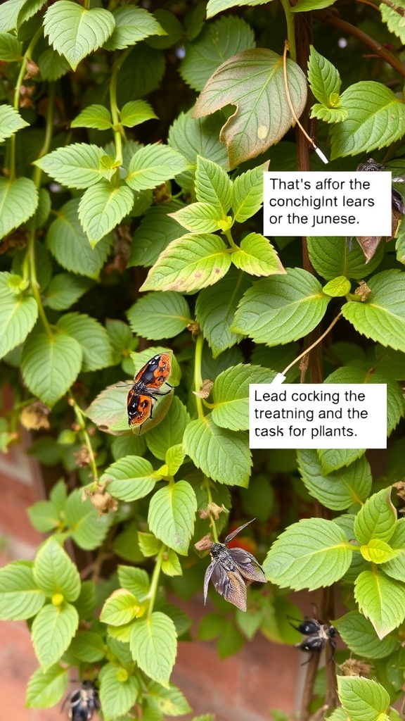 Image showing climbing plant leaves with colorful insects on them.