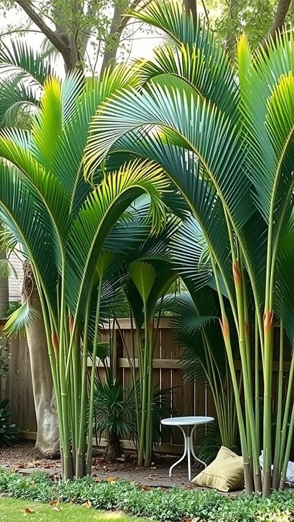 Tropical plants in a garden setting, forming a natural privacy screen.